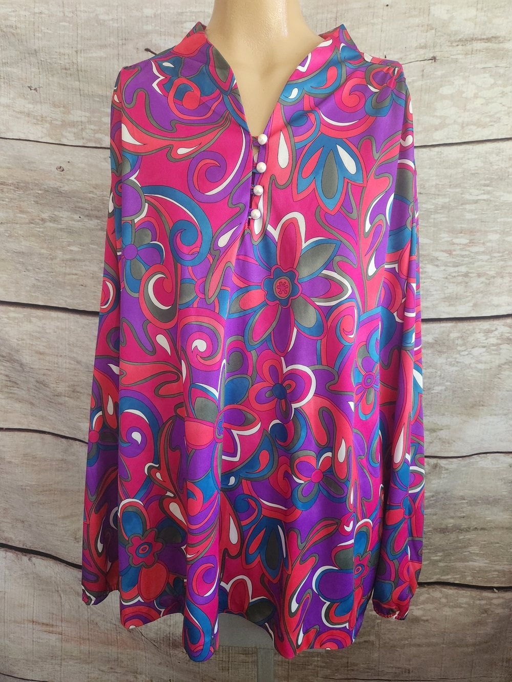 Viintage Purple Floral Print Tunic Top